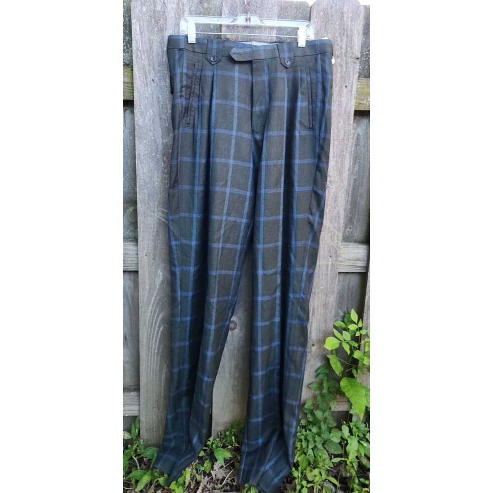 Tiglio Luxe Lana Merinos Extrafino Super 150's Wool Pants Bella Italy 36R Plaid